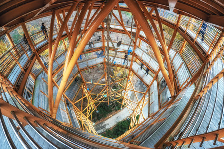Jangtaesan Recreational Forest Skytower viewed from the top. Taken in Daejeon, South Koreaのeditorial素材