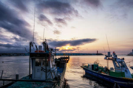 Sunrise view over a small port near sacheon beach in gangneung, south korea. Taken on February 14th...