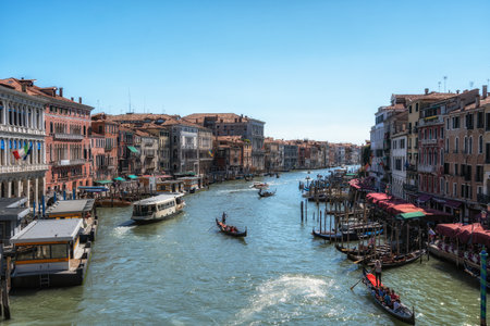Grand canal viewed over the Rialto Bridge in Venice, Italy. Taken on July 13th 2022のeditorial素材