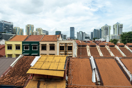Pagoda street with various stores and restaurants in Chinatown Singapore taken on October 10th 2022のeditorial素材