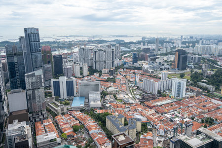 Top down aerial view of Singapore with various skyscrapers and buildings. Taken on October 10th 2022のeditorial素材