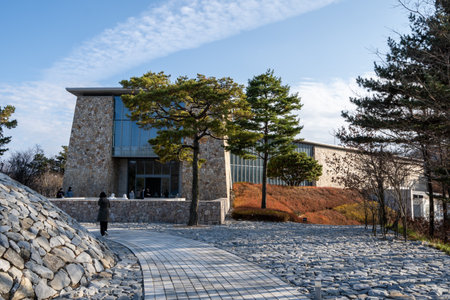 Main building of Museum San viewed during late autumn season. Taken in Wonju, South Korea. Taken on November 20 2022のeditorial素材