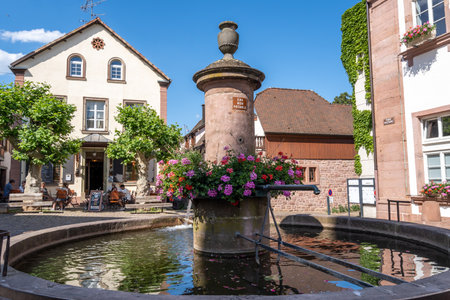 Riquewihr fontaine place voltaire small fountain in Riquewihr is Alsace regiong of France. Taken on June 11 2023のeditorial素材