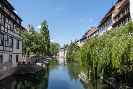 La petite france canal view famous tourist attraction in Strasbourg, France. Taken on June 12 2023のeditorial素材
