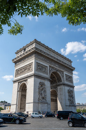 Arc De Triomphe viewed from the Place Charles de Gaulle.  Famous landmark in Paris, France. Taken June 15 2023のeditorial素材