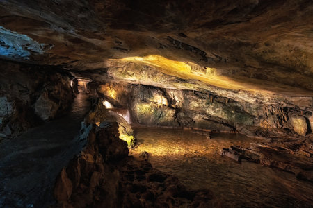 saint beatus cave different cave rock formations. Famous landmark near Interlaken in Switzerland