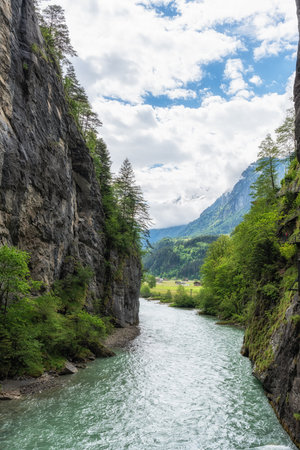 River water in front of Aare gorge in Switzerland.の写真素材