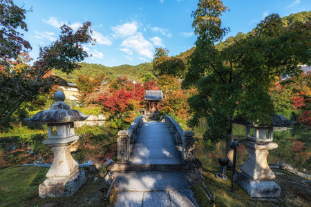 Eikando temple or Zenriji temple Hojo Pond taken during autumn foliage season. Famous Buddhist temple in Kyoto, Japanの写真素材