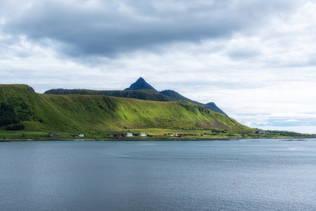 Lofoten islands coastal mountain view. Taken in Norway
