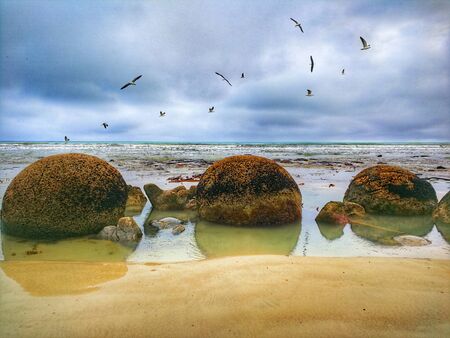 Moeraki Boulders New Zealandの写真素材