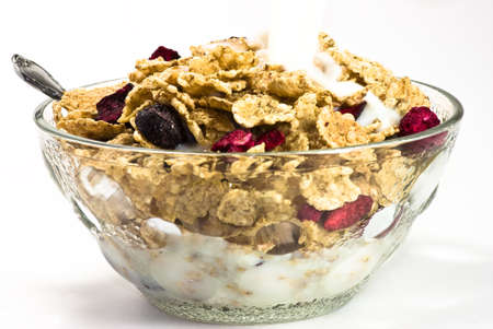 cereals with red fruitsの写真素材