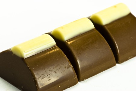 dark and milk chocolates on white backgroundの写真素材
