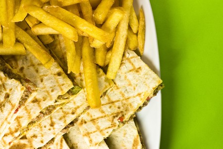 quesadillas with french fries - mexican food