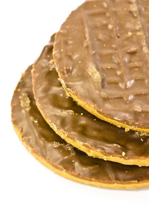 chocolate cookies on white backgroundの写真素材