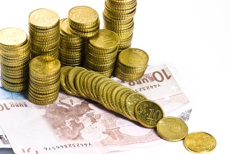 euro coins and banknotes