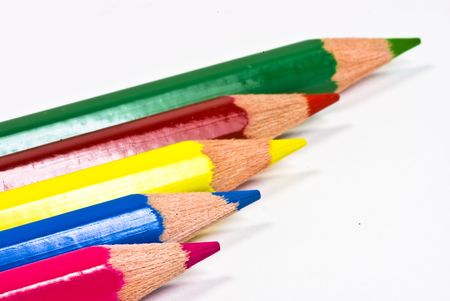 crayons on white backgroundの写真素材
