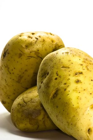potatoes on white backgroundの写真素材