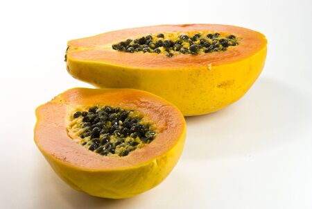 papaya on white backgroundの写真素材