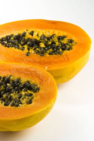 papaya on white backgroundの写真素材