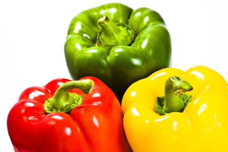 peppers on white backgroundの写真素材