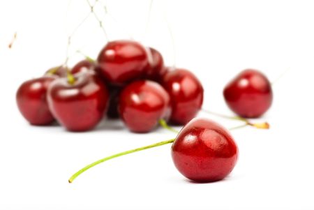 cherries on white background