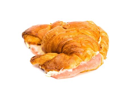 croissant filled with ham and cheeseの写真素材