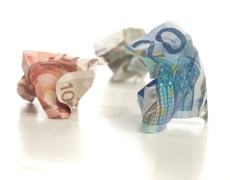 crumpled euro notesの写真素材