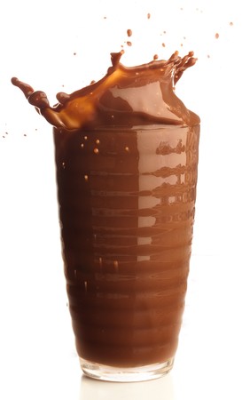 chocolate shake splash on a white backgroundの写真素材