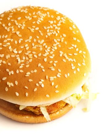 delicious cheese burger on a white backgroundの写真素材
