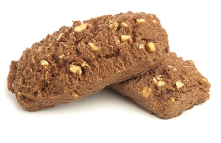 chocolate cookies isolated on a white backgroundの写真素材