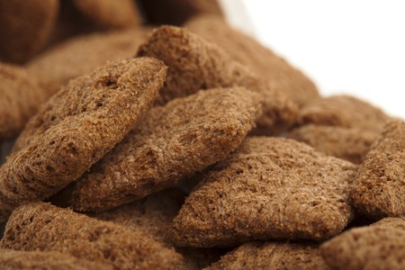 extreme closeup of delicious cereals on white backgroundの写真素材