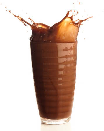 chocolate shake splash on a white backgroundの写真素材