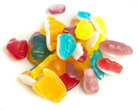 delicious jellies isolated on a white backgroundの写真素材