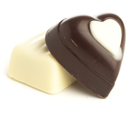 heart chocolate isolated on a white backgroundの写真素材