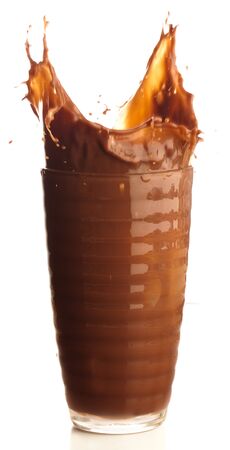 chocolate shake splash on a white backgroundの写真素材