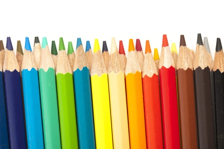 closeup of a crayons on a white backgroundの写真素材