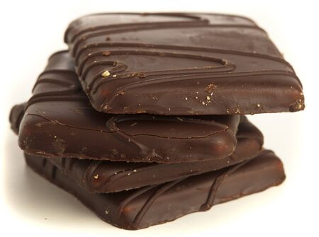 chocolate cookies isolated on a white backgroundの写真素材