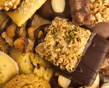 extreme closeup of a chocolate cookies varietyの写真素材