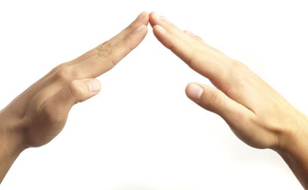 hand symbol house on a white backgroundの写真素材