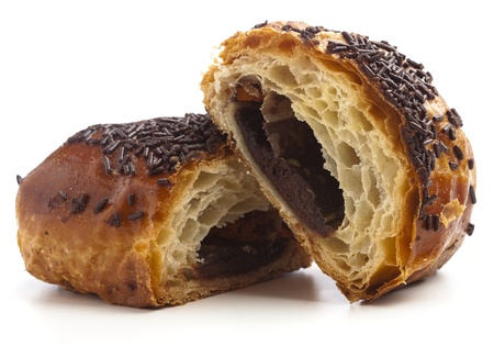 chocolate bun part isolated on a white backgroundの写真素材