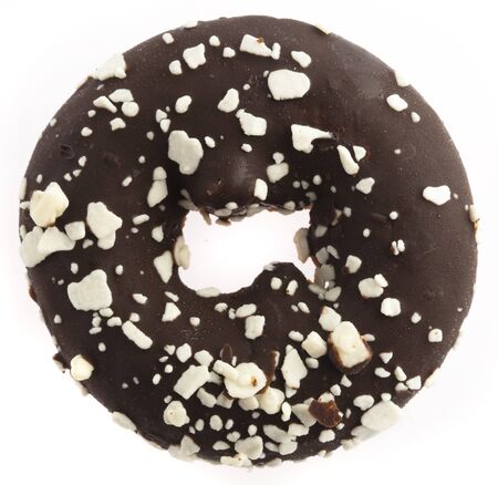 chocolate donut isolated on a white backgroundの写真素材