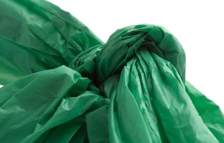 rubbish plastic bag on a white backgroundの写真素材