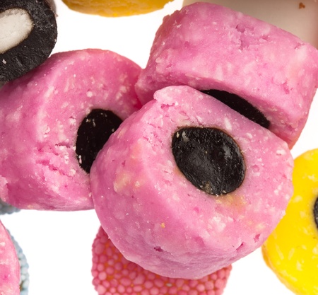 liquorice sweet closeup on a white backgroundのeditorial素材