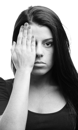 women black and white face portrait closeupの写真素材