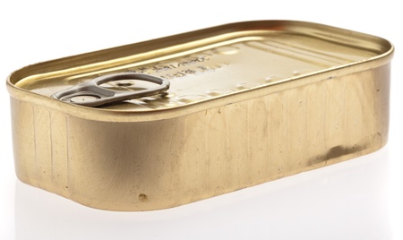 aluminum tin can isolated on a white backgroundの写真素材