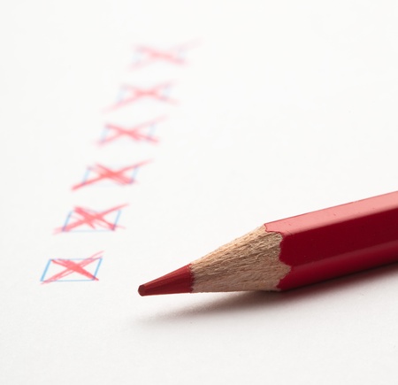 mark on check box of test closeupの写真素材