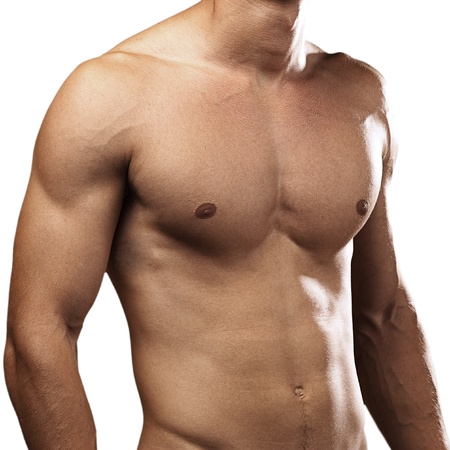healthy young man on a white backgroundの写真素材