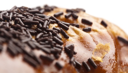delicious chocolate bun texture, on white backgroundの写真素材