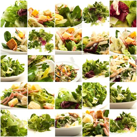group of different salad picturesの写真素材