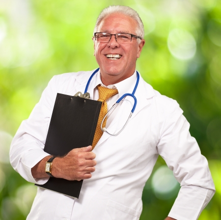 Portrait Of A Senior Doctor, Outdoorの写真素材